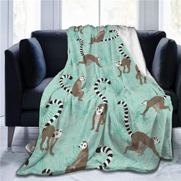 Lemurs Soft Throw Blanket 40"x50" Lightweight Flannel Fleece Blanket for Couch - Picture 1 of 5